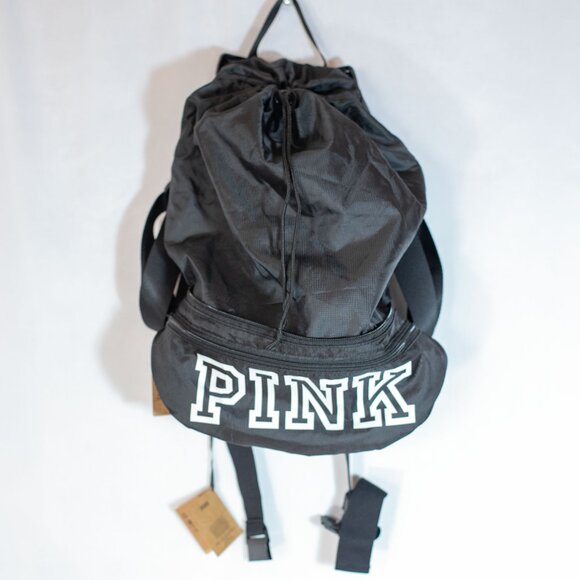 Victoria Secret PINK Convertible Backpack Fanny Pack Black NWT - Picture 2 of 12